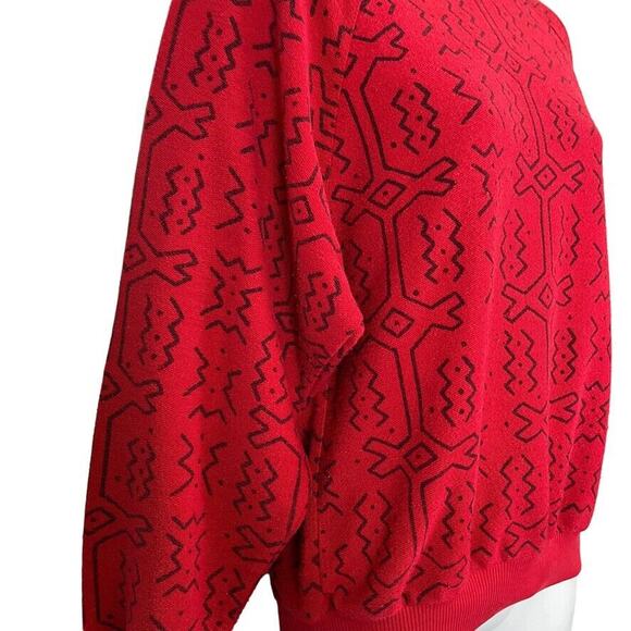 QW Avant Garde Womens Vintage All Over Graphic Print Crew Neck Sweatshirt Red M - Picture 3 of 16